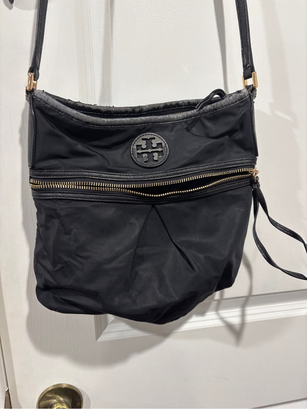 Tory Burch black nylon swing Crossbody bag